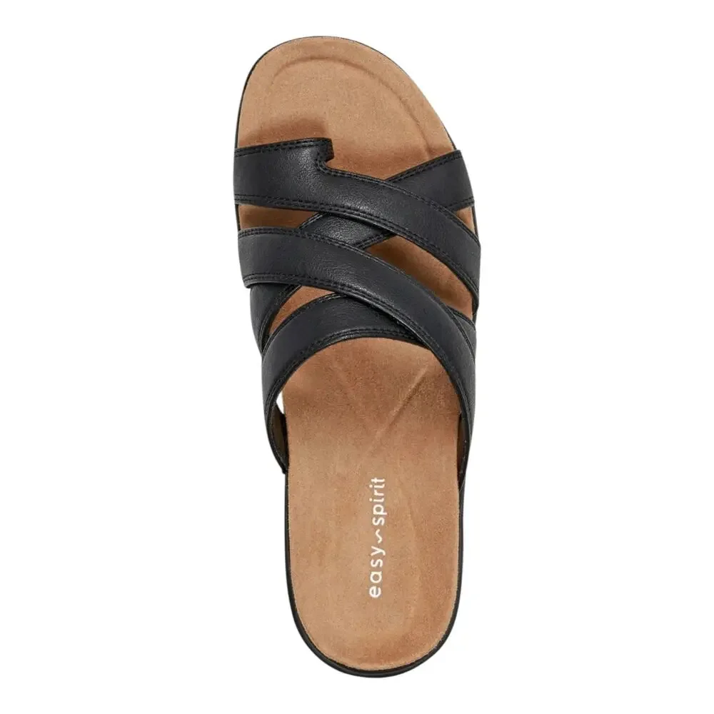 Easy Spirit Women's Westly Strappy Slip On Sandals Black Size 8 W